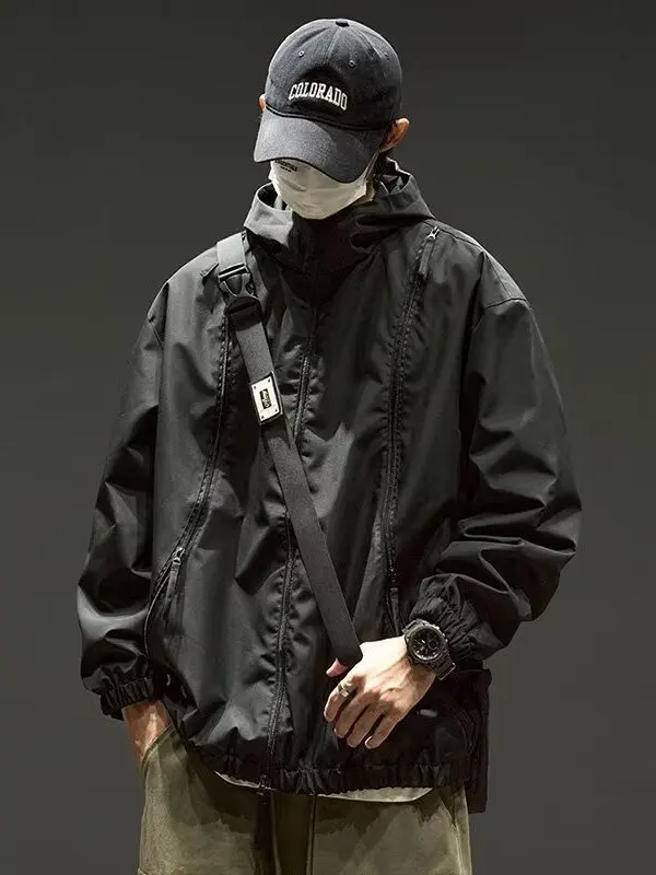 

plus Size Men's Jaet Spring Autumn Heavyweight Hooded Zipper Cardigan Sweatirt Teenage ey Sports Jaet Windproof Polye...