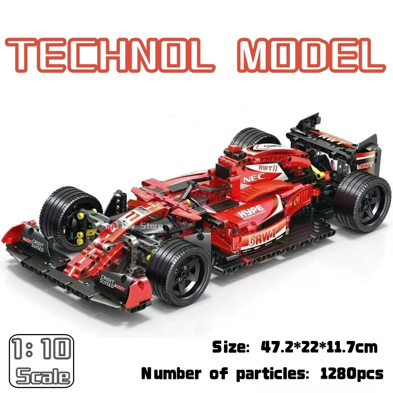 1280 pz Formula Tecnica Auto Da Corsa Building Blocks In Magazzino Rosso F Supercar Città Veicolo MOC Set Mattoni Giocattoli Per Il Regalo Dei Bambini