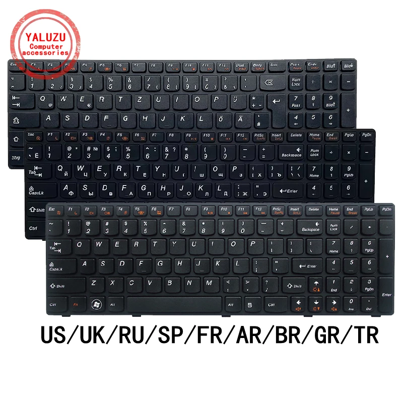 Nowa klawiatura do laptopa US/UK/RU/SP/FR/AR/BR/GR/TR do Lenovo G580/A/AM G585/A/G G590 G770/A G780 Z580/A Z585/AM B580/A V580
