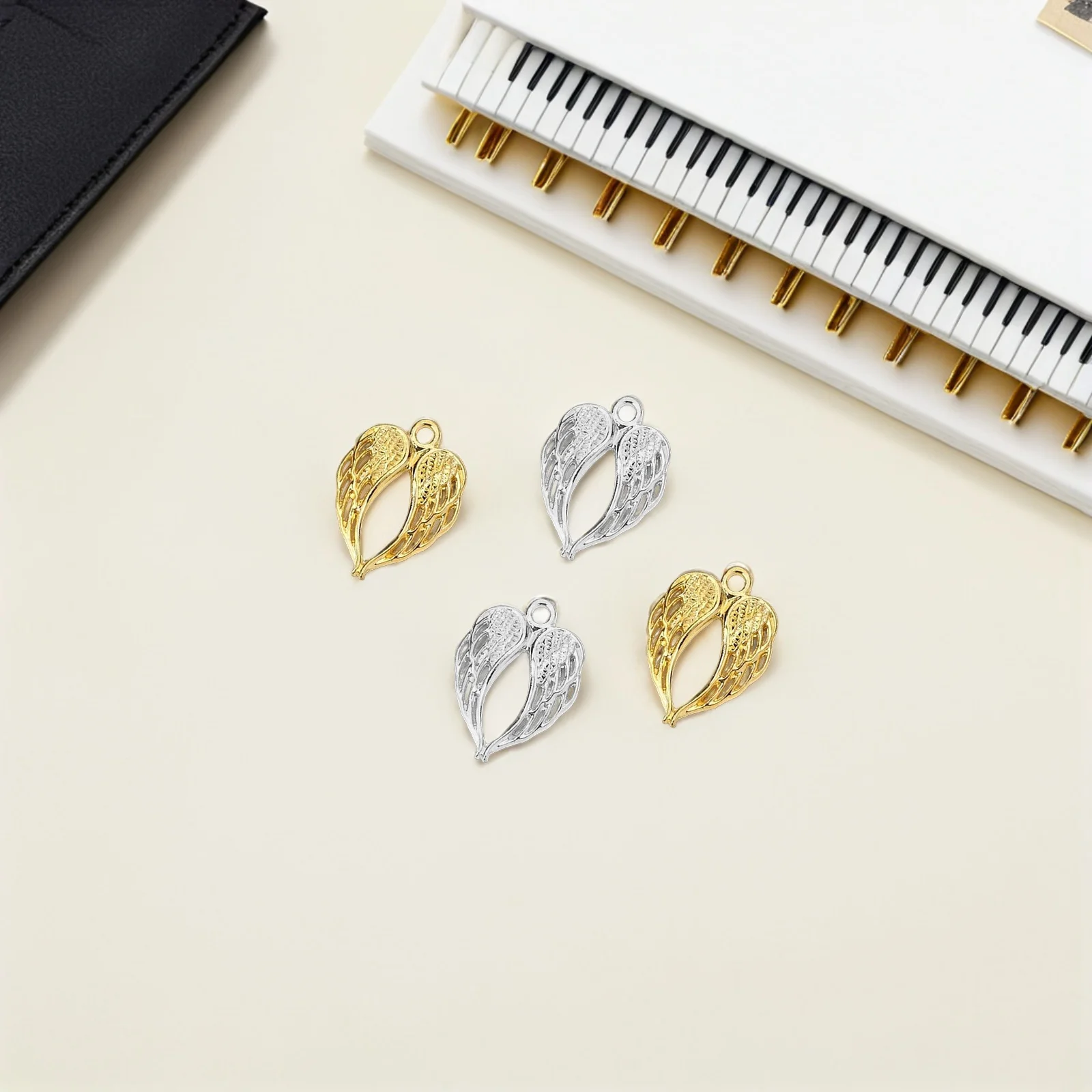 

100 шт., подвески в виде крыльев ангела для изготовления ювелирных изделий, поделки своими руками, металлические подвески, аксессуары, маленькие подвески в виде крыльев, сложные детали