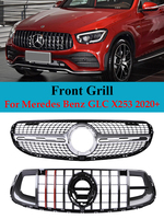 For Mercedes Benz GLC X253 C253 260 300 2020 2021 2022 Facelift Black Silver Front Bumper Panamericana GT Diamond Style Grille