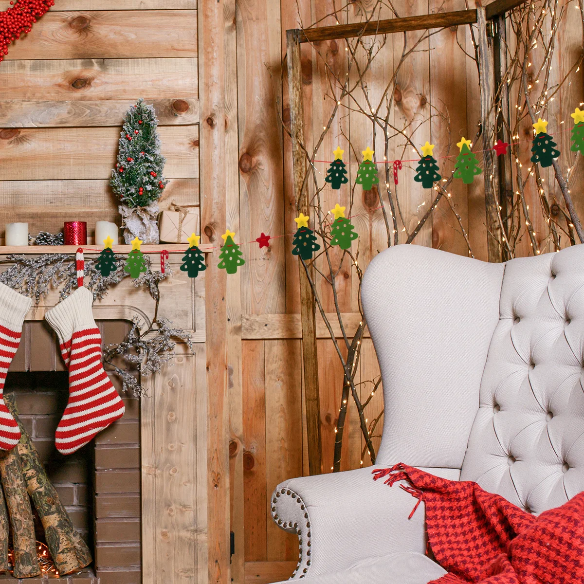 

1pc Stars Tree Hanging Decorations 3M Long Creative Pull Flags Party Home Ktv Hotel Christmas Bunting Festive Decorations