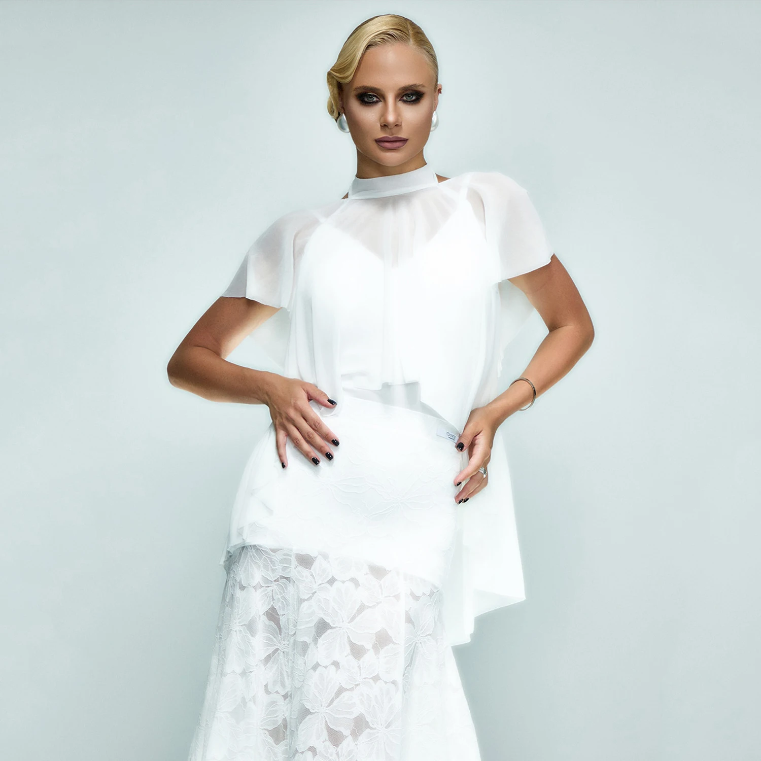 Robe de danse de salon pour femmes, hauts blancs, jupe en arête de poisson en dentelle, robe de concours de bal, vêtements d'entraînement de danse valse DNV24258