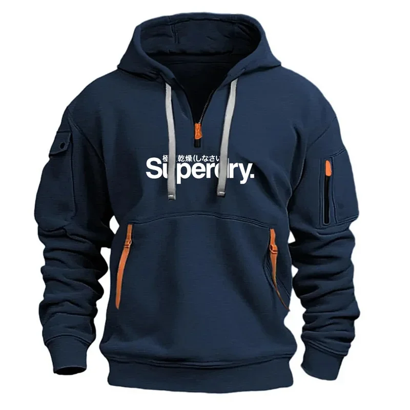 

Men's hoodie, pullover, long-sleeved hoodie, outdoor multi-pocket zipper loose sweatshirt for autumn and winter 2025