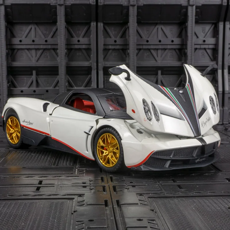 Colección de accesorios para coche modelo de coche de carreras de aleación Pagani 1:24, puertas y capó de motor, maletero se puede abrir