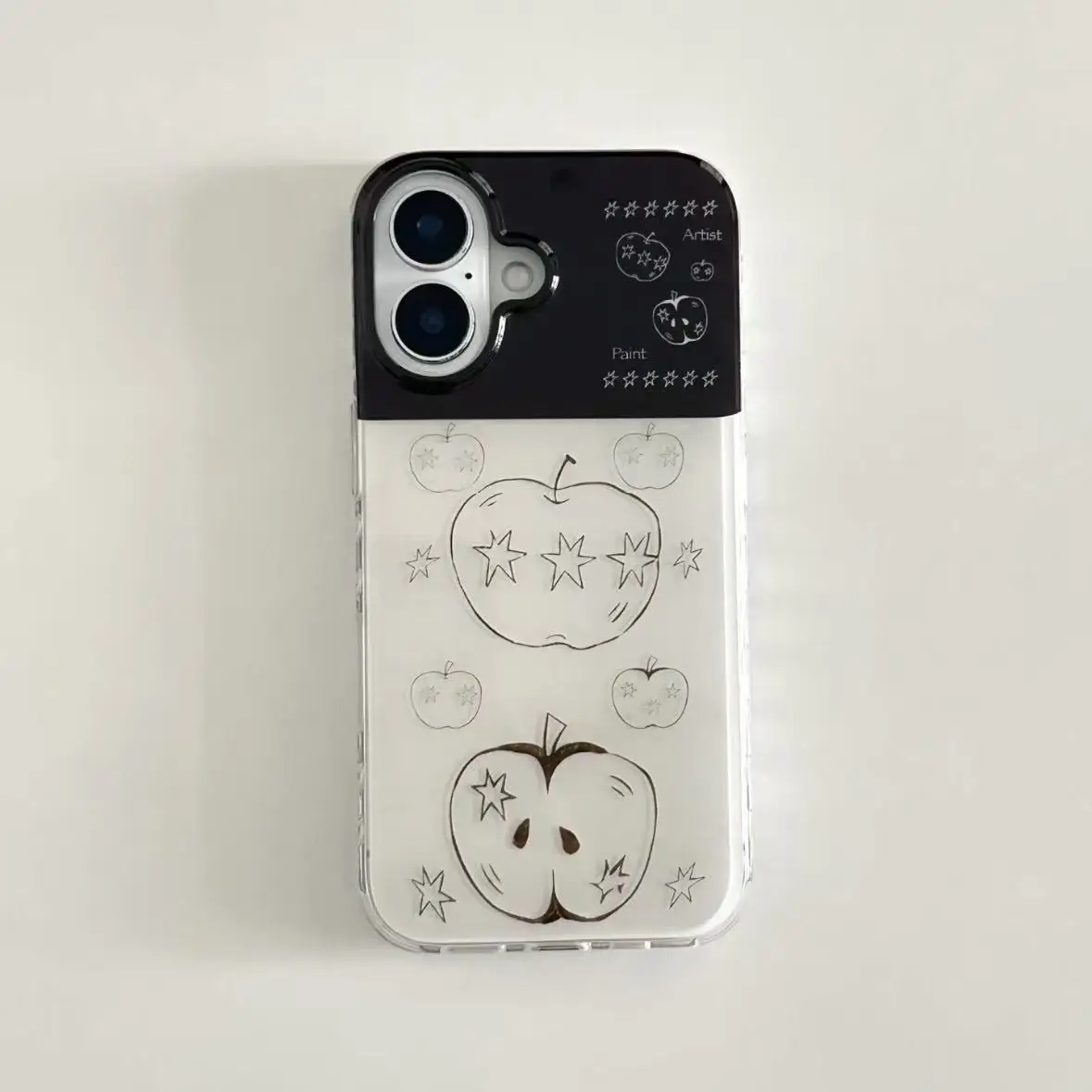Coque de téléphone anti-poussière motif chien rayé mignon de dessin animé et étoiles pour iPhone 18 17 AIR 16 E 15 14 13 12 11 PRO MAX 7 8PLUS