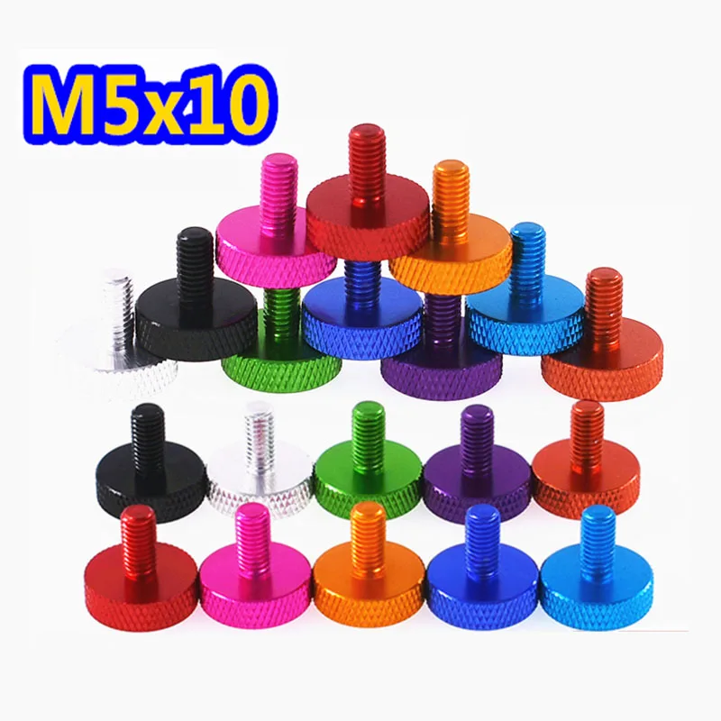

5Pcs M5*L=10mm Colourful Aluminum Step Thumb Screw Computer Case Screw Knurled Hand Screws Anodized 10 colors
