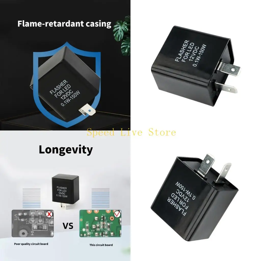 547C 12V/24V Option Automotive Flasher 2 Pin Black Housing for Indicator System Use
