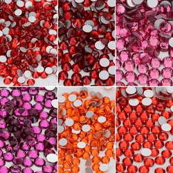 QIIY SS3-SS30 Red Series Glass Flat Back Rhinestone Rose Glitter Glue On Gemstones Non Hot Fix Diamond for Nail Art Accessories