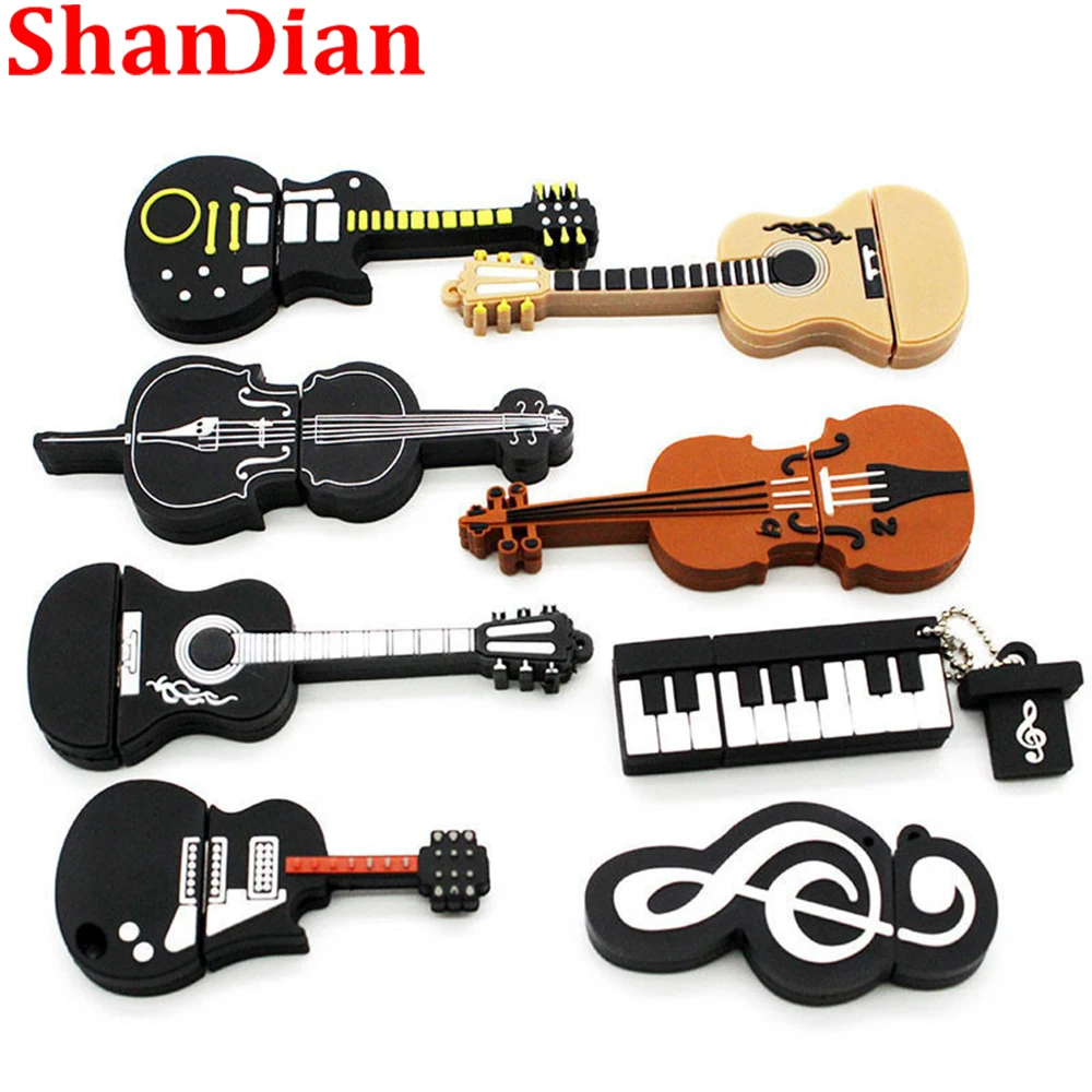 New Cartoon Musical Instrument Mini Pendrive 8GB 16GB 32GB 64GB USB Flash Drive Violin Piano Guitar Beautiful Gift Memory Stick