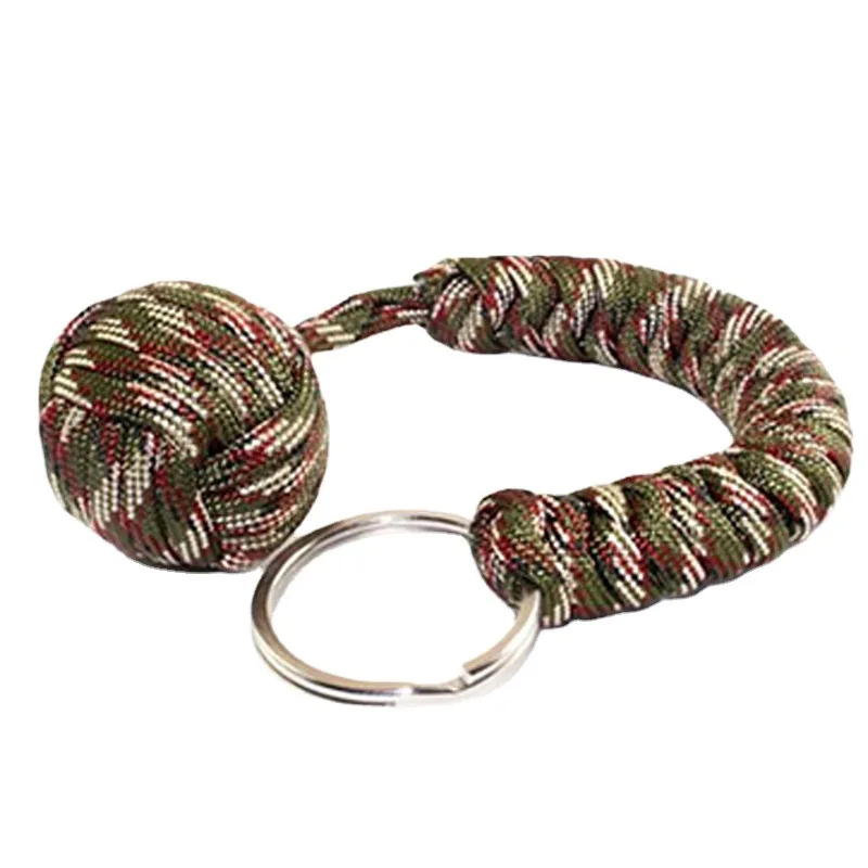 Outdoor-Selbstverteidigungs-Paracord-Schlüsselanhänger mit Adlermaul-Schnalle, Affenfaust-Stahlkugel, Outdoor-Sicherheitsschutz-Zubehör