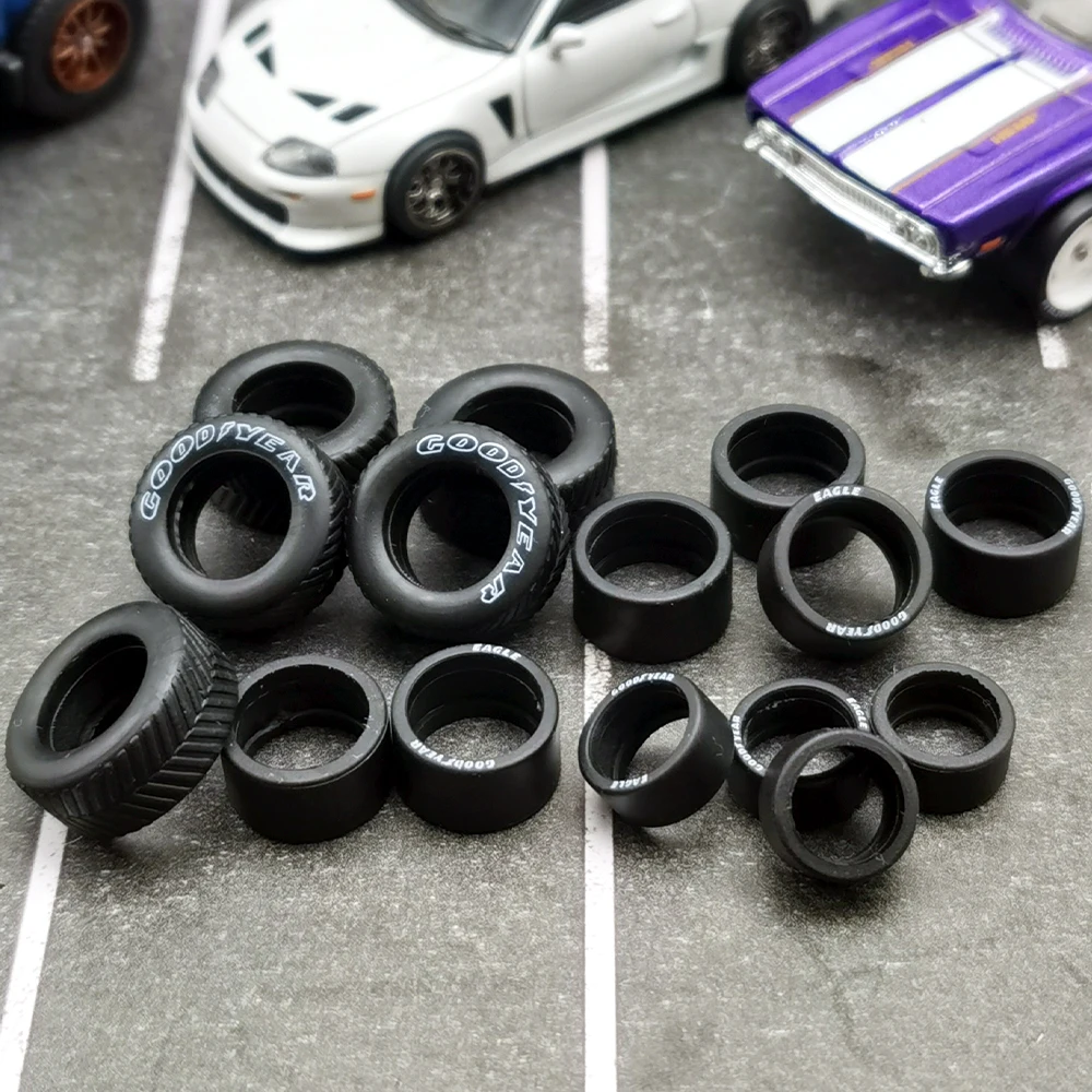 1/64 KicarMod 바퀴 교체 타이어 스킨, 다이캐스트 자동차 핫 휠, 취미 수정 부품, 4 개 1 팩