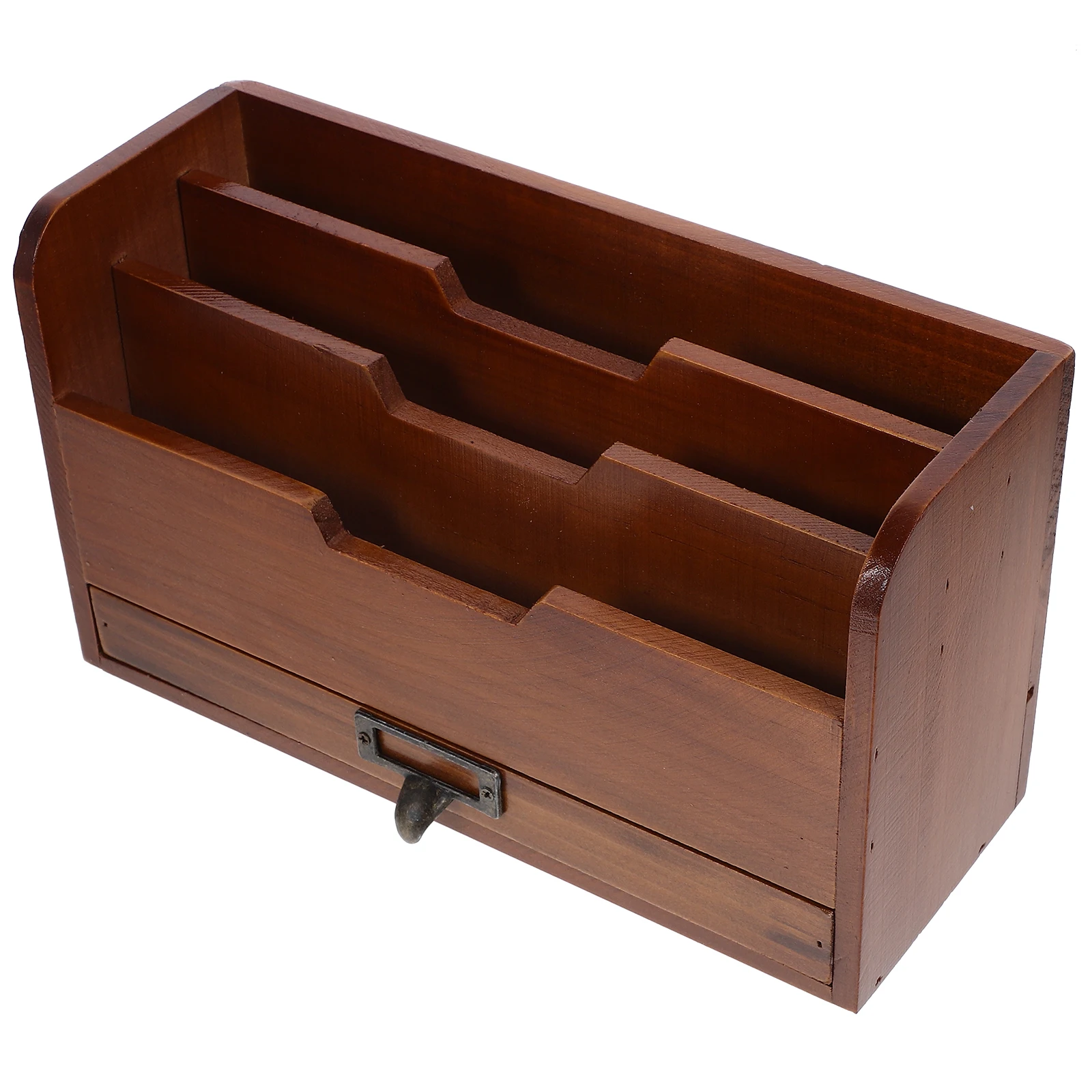 

Pen Holder Storage Box Desk Desktop Organizer Wooden Compartment Stationery Student Office