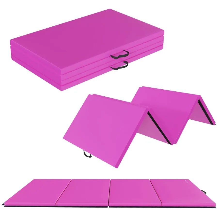 

4ft x 8ft x 2in Folding Gymnastics Mat 4-Panel Exercise Mat with Handles PVC Leather + EPE Foam Multiple Colors