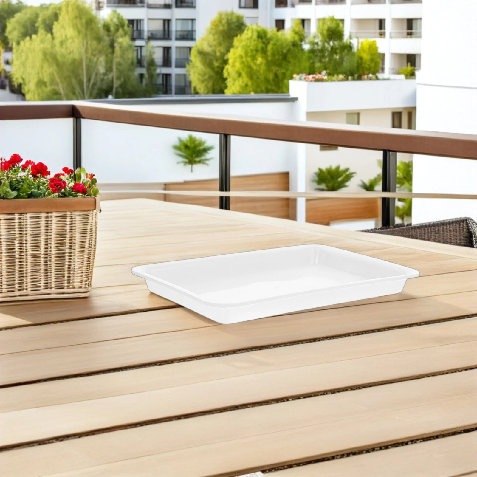 

4Pcs Thickened Plastic Plant Saucers Square Water Collector Tray for Pots Balcony Garden Decor Stable Base Plant Saucers