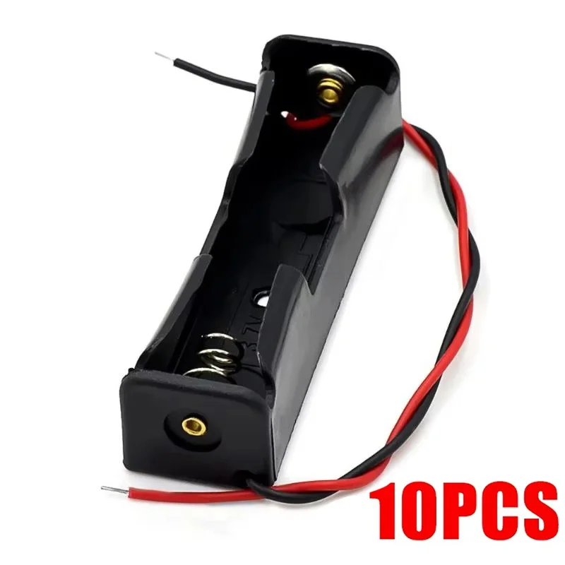 10pcs 18650 Battery Holder Box 1 Slot 3.7V-4.2V DIY Battery Storage Case Plastic Container With Connect Black Red Wire Lead Pin