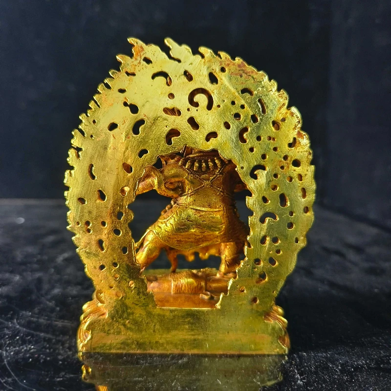 Vintage Copper Carving Nepalese Tibetan Gilt Four-arm Mahakala Vajrapani Buddha Statue Home Worship Ornaments