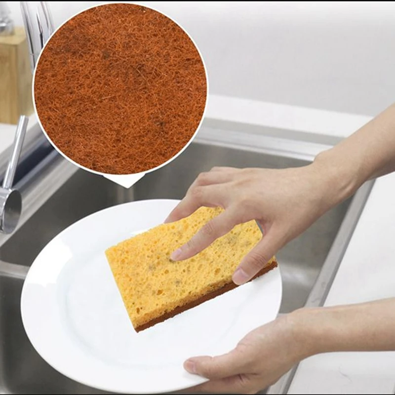 32Pcs Kitchen Washing Cup Cotton Brush Palm Fiber Eco-Friendly Sponge For Kitchen Dishes Cleaning