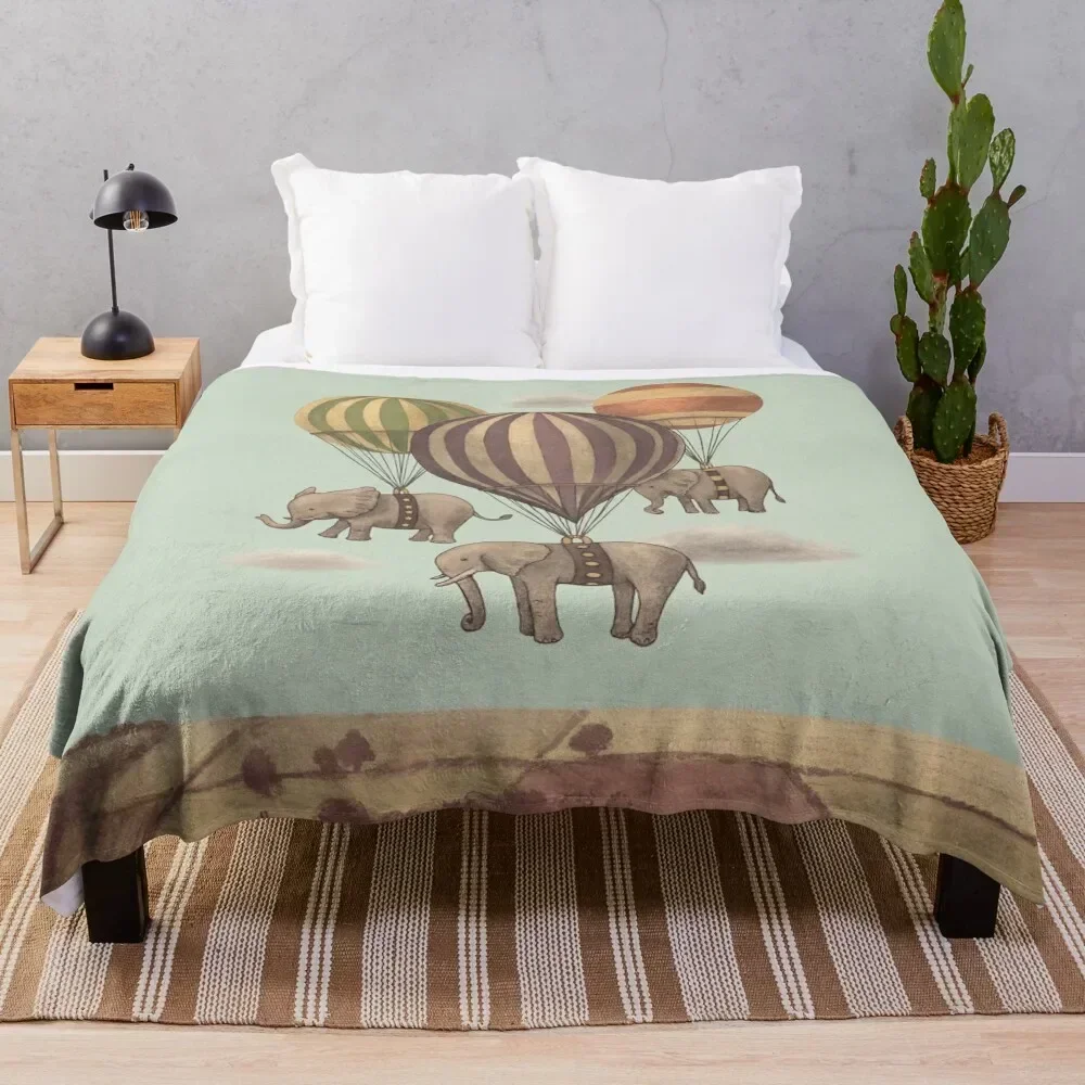 

Flight of the Elephants - mint option Throw Blanket Designers blankets ands heavy to sleep Blankets