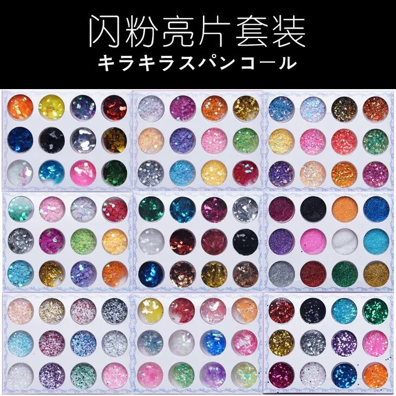 Nail 15 Color Glitter Laser Powder Diamond Shaped Circular Sparkly Fine Glitter for Crafting Glitter Powder Arts Crafts Rainbow