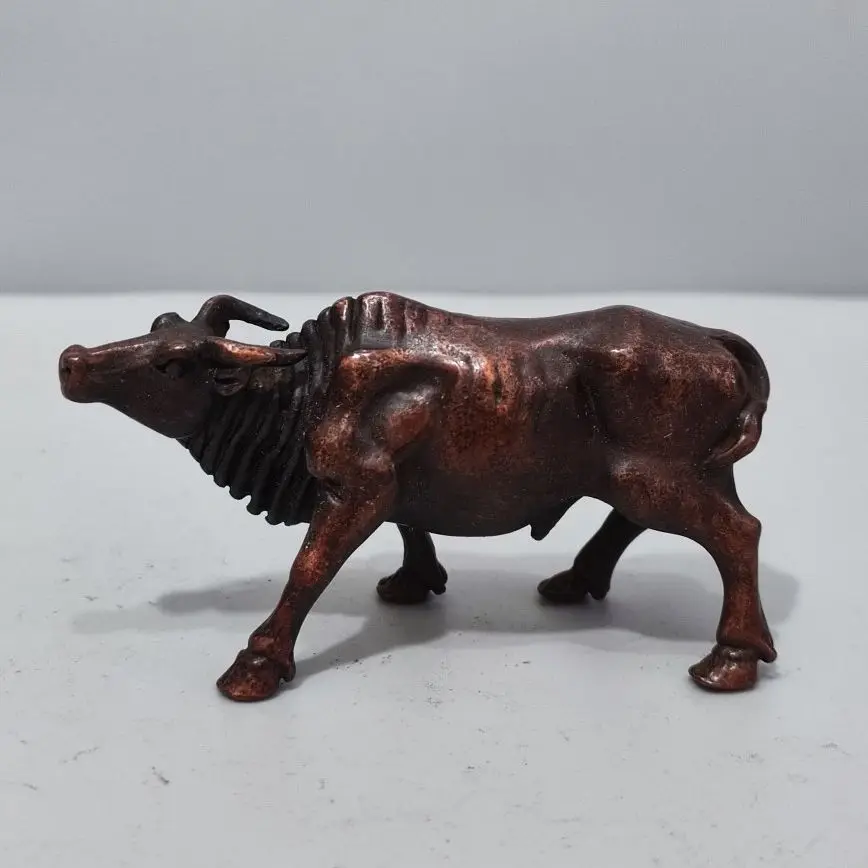 Metal Bull Figurine Home Vintage Decoration Figurine Bronze Miniature Simulation Bull Model Tea Pet Crafts Animal Doll Gift