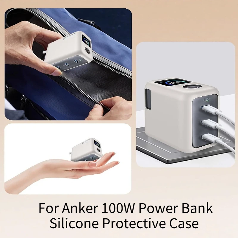 

Silicone Protective Case For Anker 100W 3-Port Digital Screen Power Bank， Dustproof Anti-Drop Cover