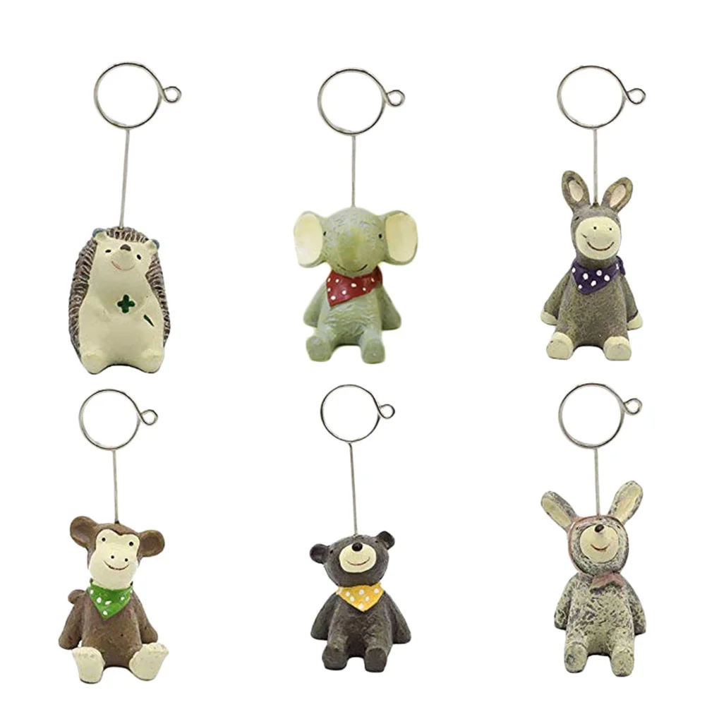 6 قطعة مقاطع رسالة الحيوان خمر الراتنج سطح المكتب مذكرة أصحاب الكرتون صور الجدول حامل بطاقة مكتب ديكور المنزل