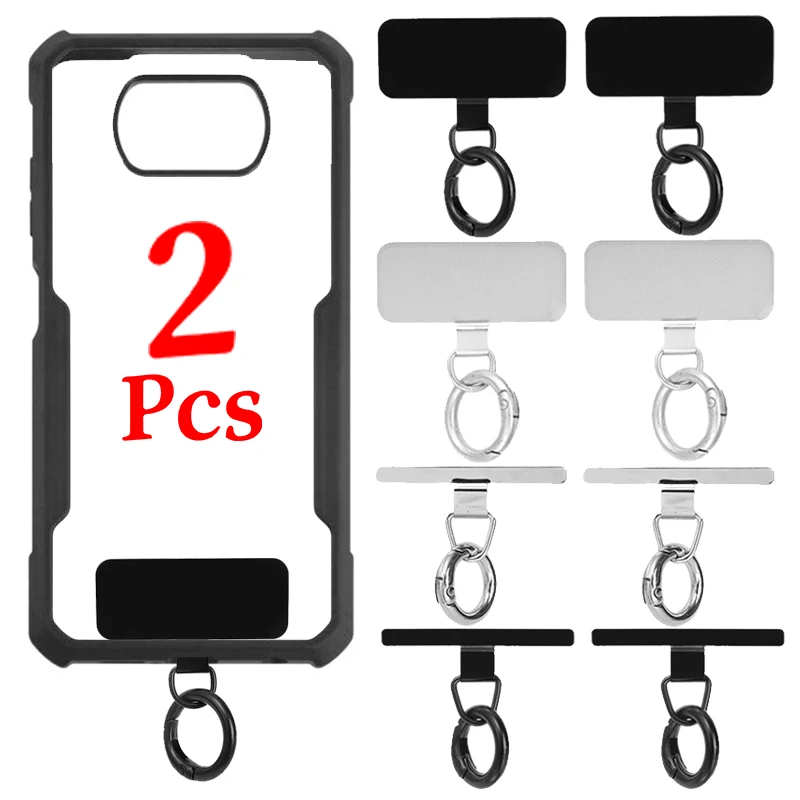 Universal Stainless Steel Hanging Chain Anti-Lost Metal Clips Phone Lanyard Tether Strap Tab Card Ultra-thin Mobile Phone Patch