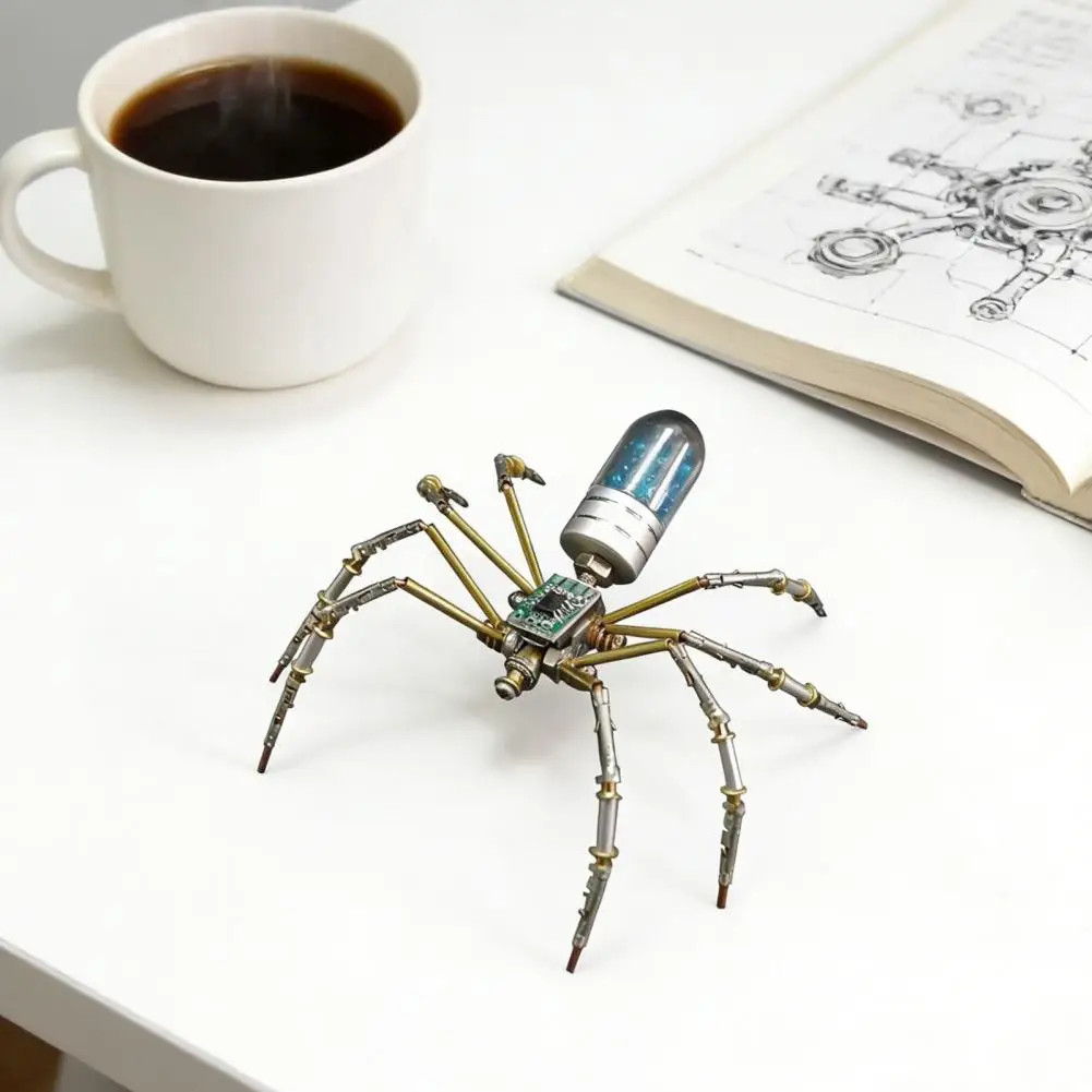 Steampunk Spider Ornament Mechanical Spider Decor Steampunk Mechanical Spider Model Kit 3d Metal Puzzle Ornament Diy for Kids