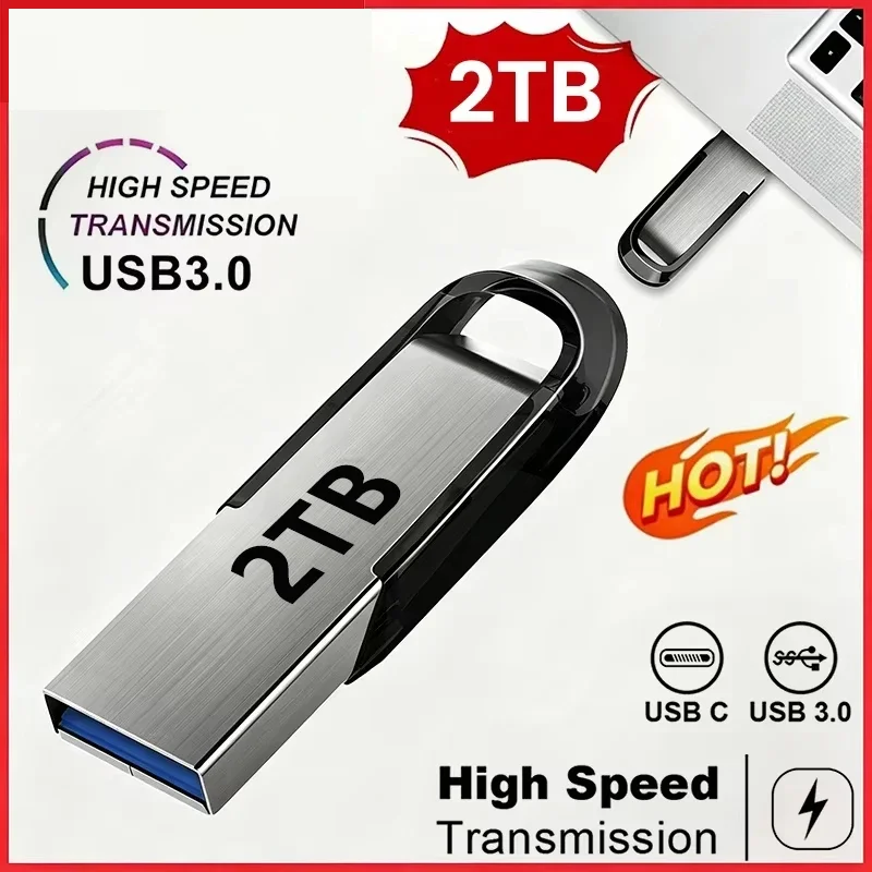 High Speed Pendrive USB Flash Drive Metal U Disk 256GB 128GB Type-C Memory Stick 512GB Waterproof Storage PC Phone Data Transfer