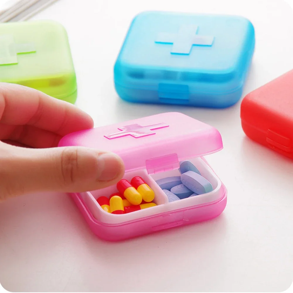 4 Grids Pill Medicine Box Holder Organizer Pill Storage Box Dispenser Independent Lattice Plastic Pill Case Jewelry Storage Box