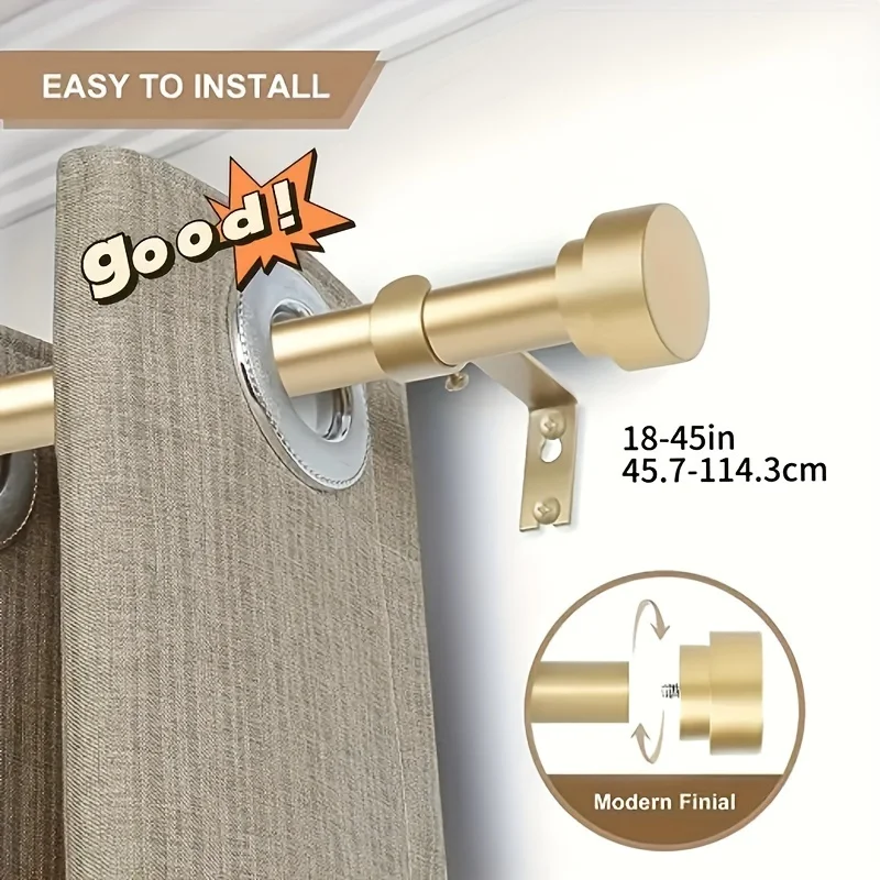 Gold Window Curtain Rods for Windows 18-120 inches, Heavy Duty Adjustable Thickened Morden with Easy Installation Curtain Rods