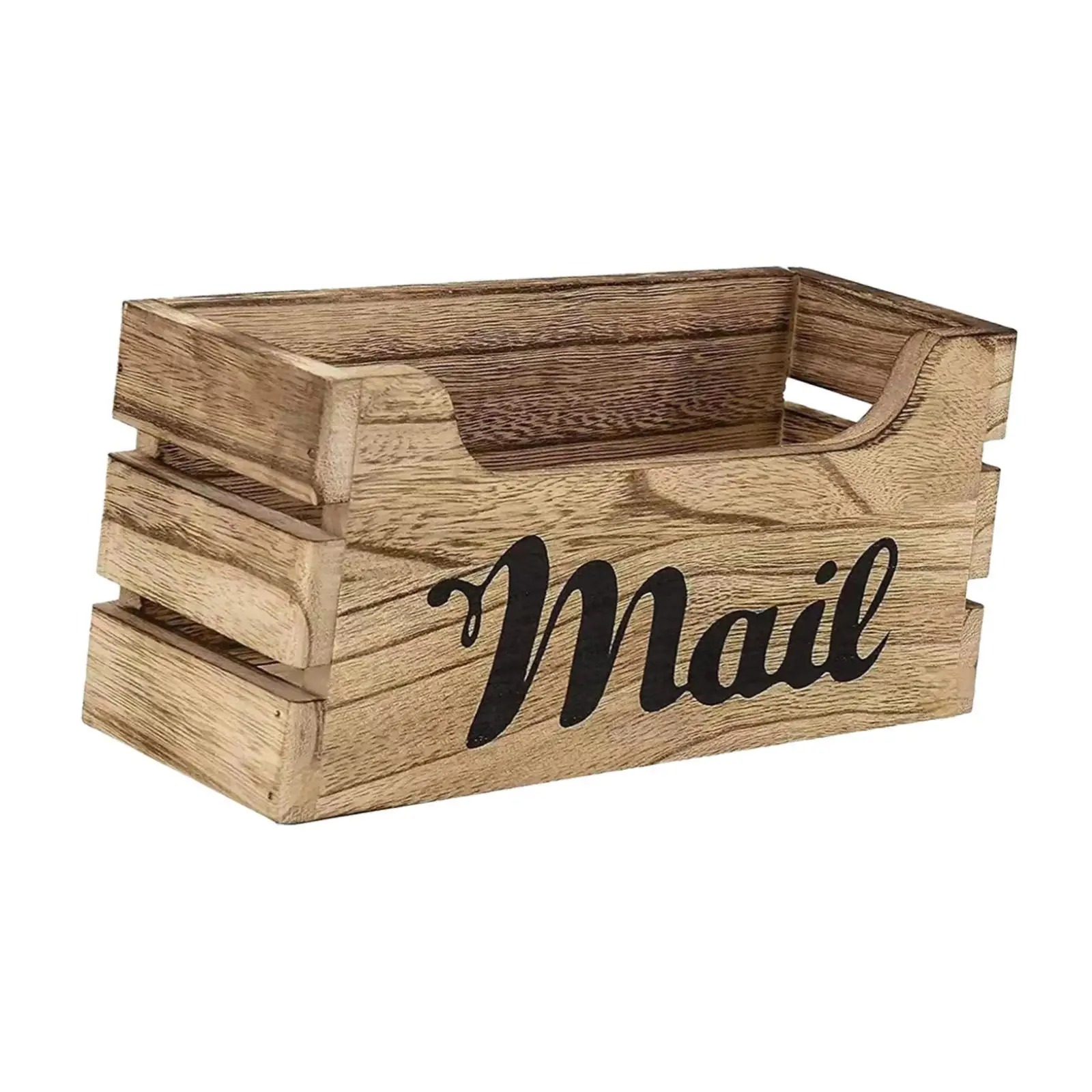 Wooden Mail Organizer Letter Holder Rustic Office Supplies Tabletop Mailbox