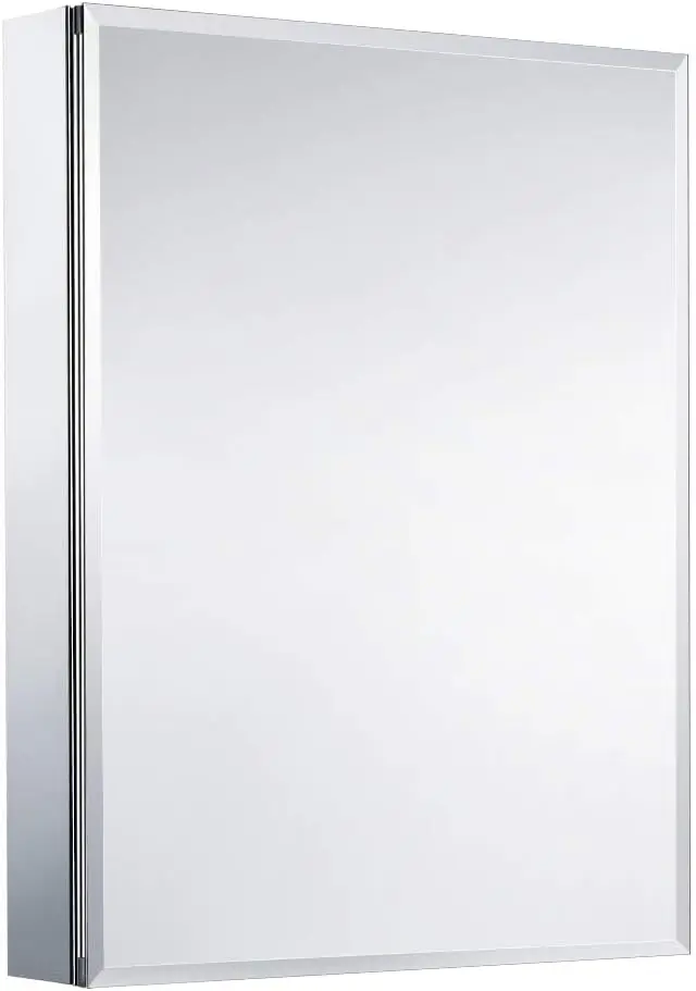 Medicine Cabinet with Mirror, 24 Inch x 30 Inch Aluminum Mirror Cabinet with Single Door, Bathroom Medicine Cabinet, Surface Mou