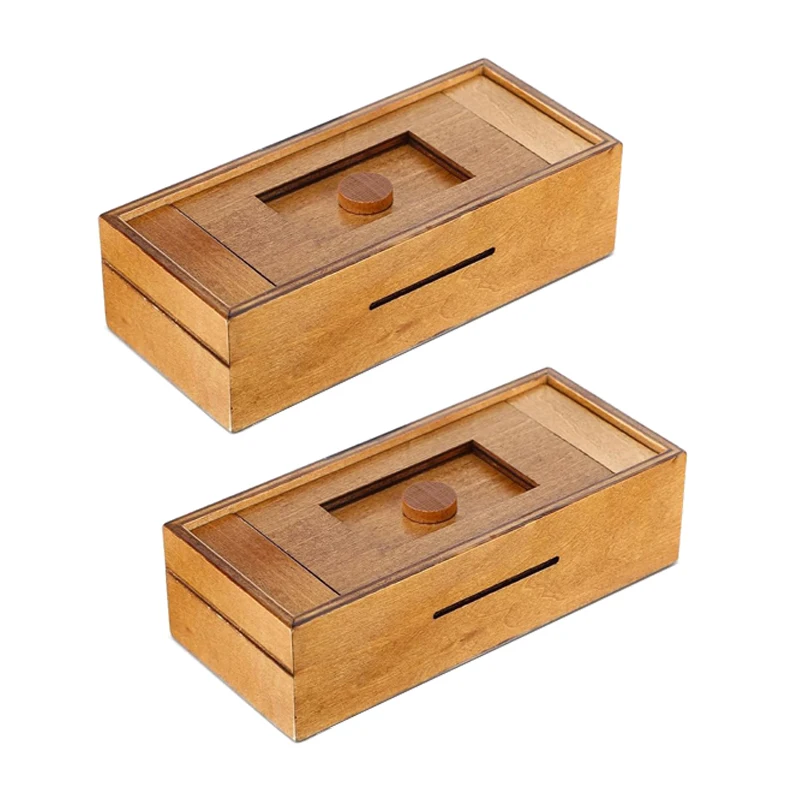 2PCS Money Jewelry Secret Puzzle Boxes With Hidden Compartments Creative Cash Christmas Gift Ideas Brain Teasers Toys Kids Adult