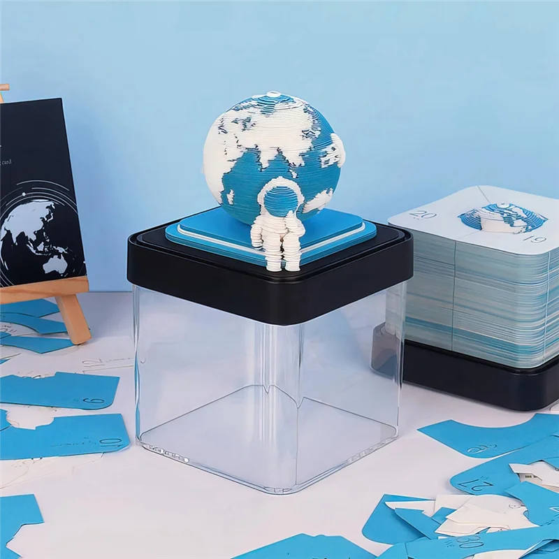 

Y50A-3D Art Calendar Memo Pad 2024, Creative Time Piece Calendar Earth Paper Carving Sticky Note Printed Tear-Off Calendars Dura