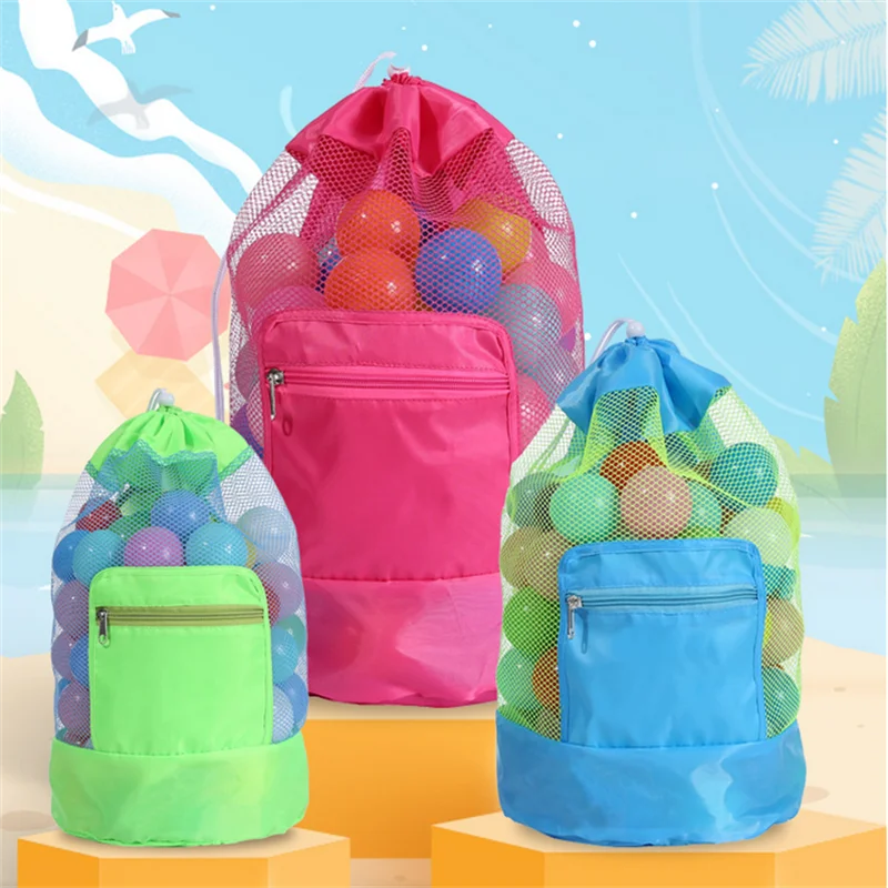 Portable Beach Bag Foldable Mesh Swimming Bag For Children Beach Toys Basket Storage Bag Kids Outdoor Children Swimming Dry Sack