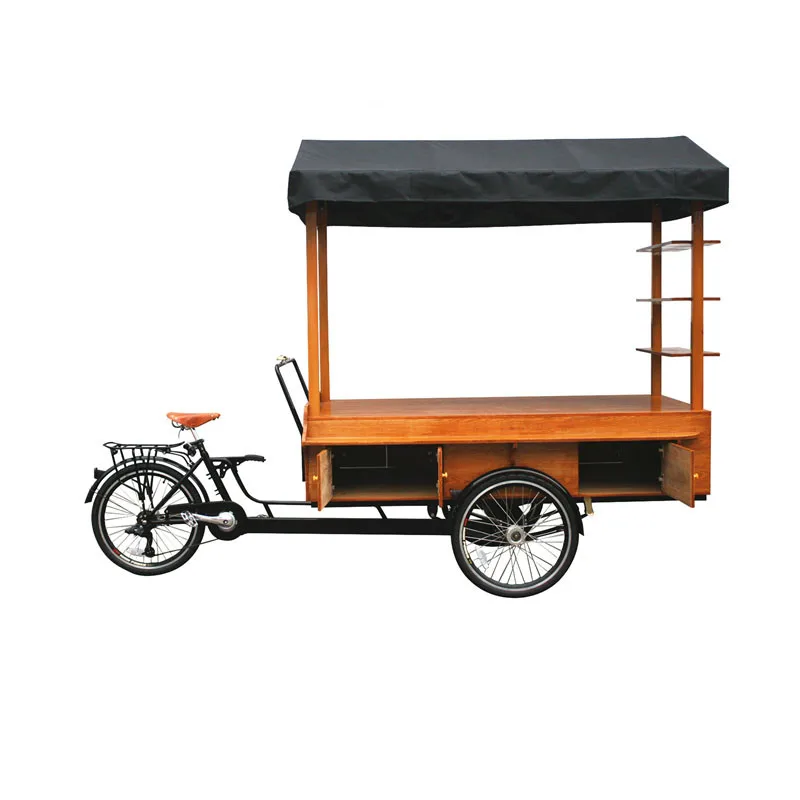 Electric Cargo Bike Adult Tricycle Bicycle Street Outdoor Beverage Coffee Van Food Beer Vending Cart For Sale Customizable