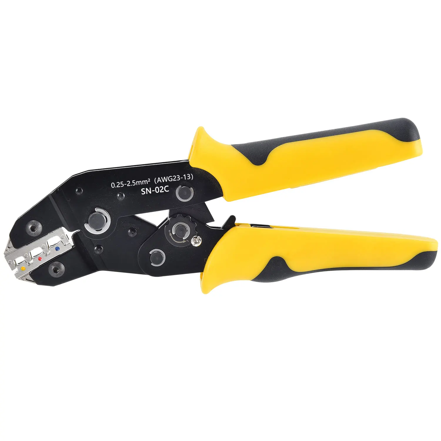 SN-02C Mini Hand Crimping Tool 0.25-2.5mm² Insulated Terminal Crimper Pliers Cable Lugs Assortment Kit Wire Connector Crimp