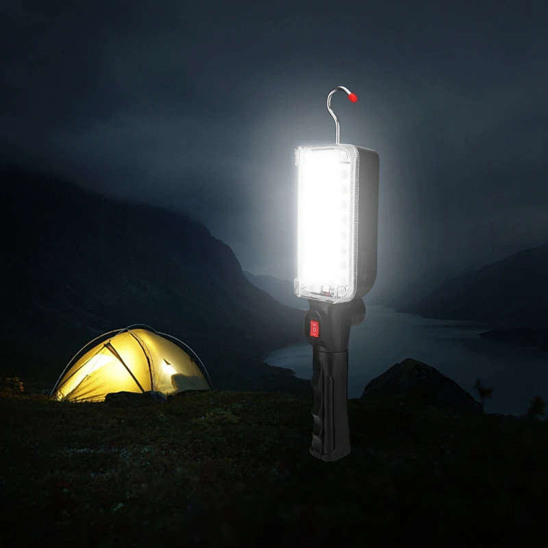 

Portable USB Rechargeable Work Light COB Repairing Lamp With Magnet & Hook 34 LED Camping Lamp Flashlight