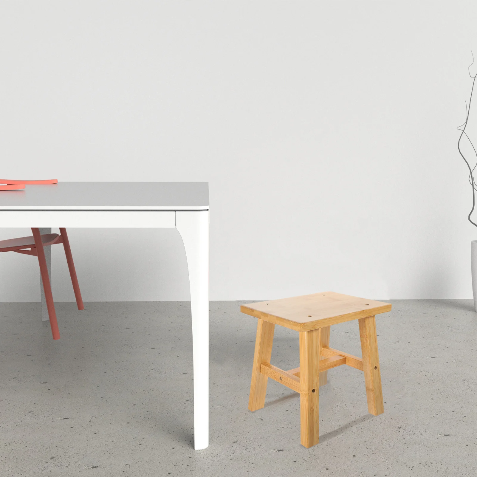 

Small Bamboo Shoes Changing Stool Comfortable Low Step Stool for Bathroom Foot Rest Stable Lightweight