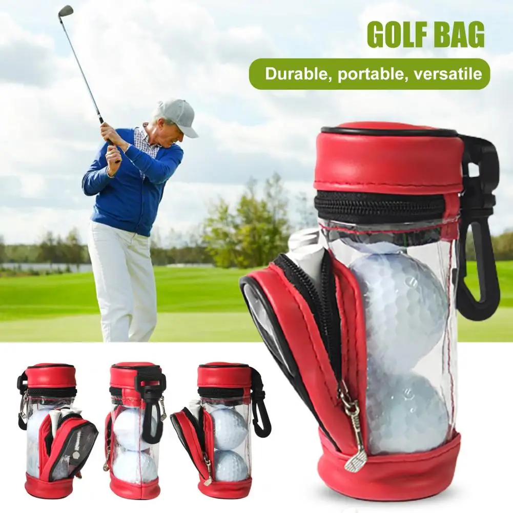 Falso couro Golf Ball Storage Pouch, Dustproof, Zipper Closure, Pacote de cintura com giro, Belt Clip, Sports Supplies