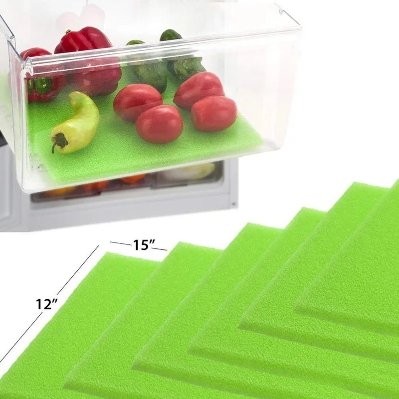 4Pcs Vegetable Food Fresh Keeping Mat Refrigerator Drawer Absorbent Sponge Anti-corrosion Pad Fruit Mildewproof Fridge Mats