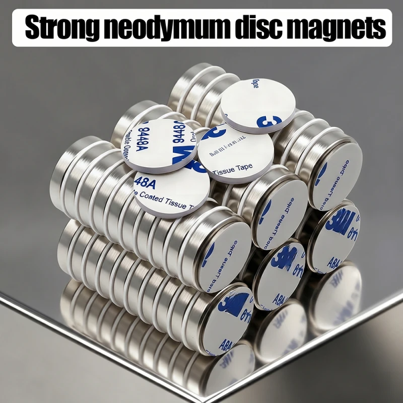 Neodymium Round Magnets Double Sided Strong Adhesive Backed For Refrigerator Whiteboard Crafts Kitchen Home Office