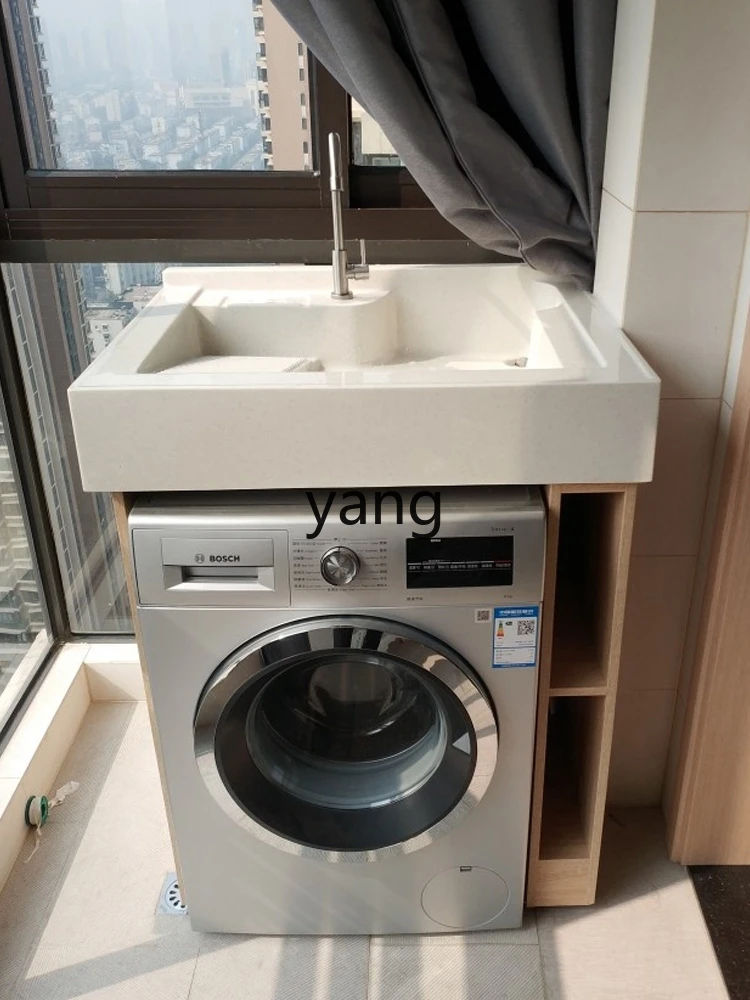 Yjq Wash Wardrobe Small Apartment Washing Machine Companion Solid Wood Bathroom Wash Basin Integrated Bathroom Cabinet