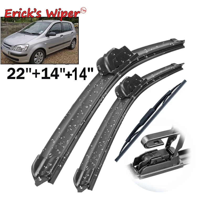 Erick's Wiper Front & Rear Wiper Blades Set Kit For Hyundai Getz 2002 - 2009 Windshield Windscreen Window Brushes 22