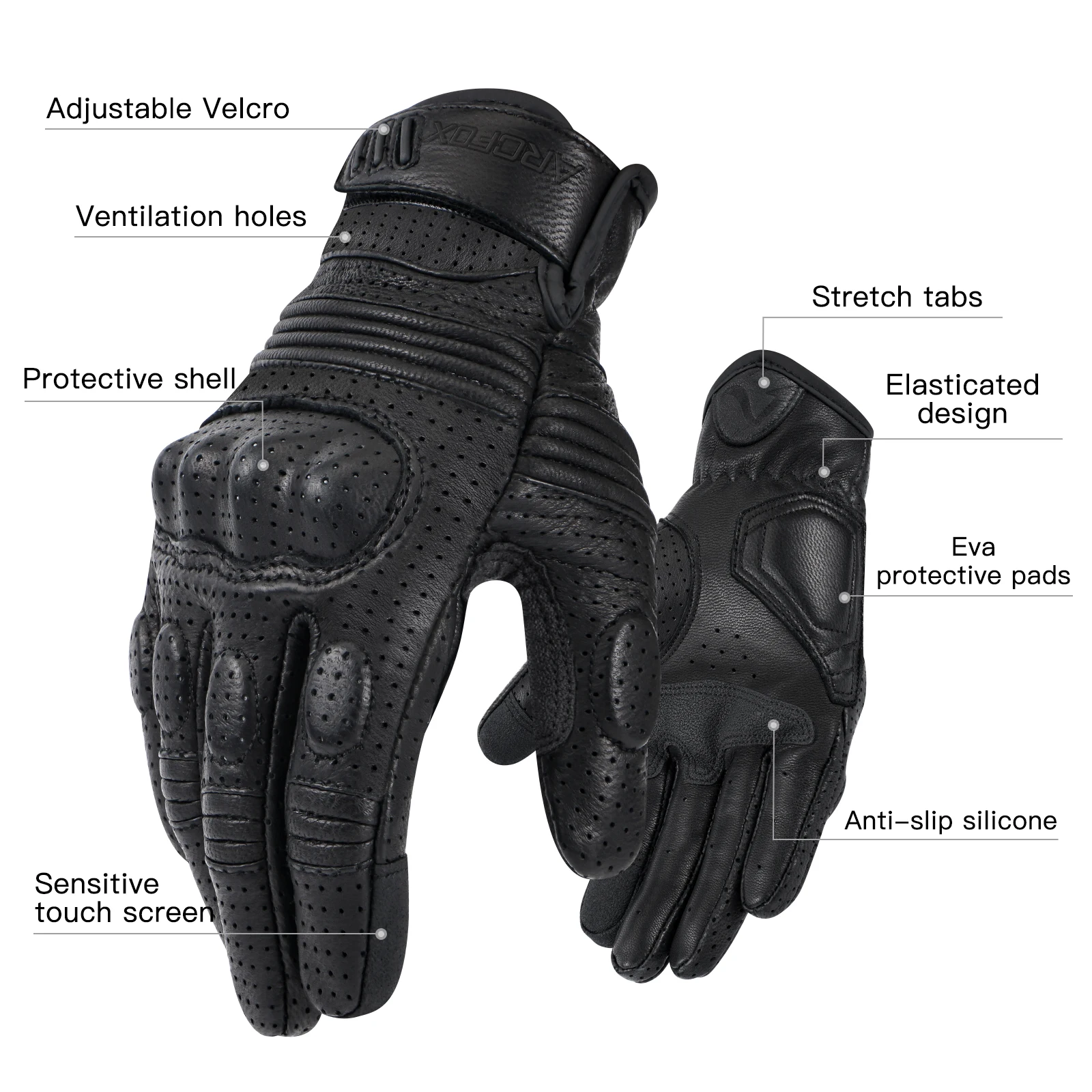 ARCFOX Motorcycle Leather Gloves Vintage Men Summer Protective Touchscreen Motorbike Motorcross Cycling Guantes Moto Biker Glove