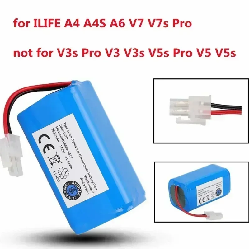 Nova bateria de lítio 14.4v 2600mah para ilife a4 a4s v7 a6 v7s plus robô aspirador de pó ilife INR18650-M26-4S1P bateria