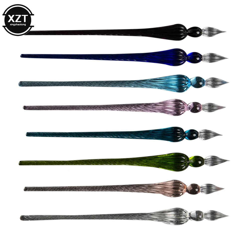 1Pc Vintage Glass Dip Dipping Pen Handmade Glass Dip Pen Filling Ink Signature Calligraphy Fountain Pens  Art Painting Supplies