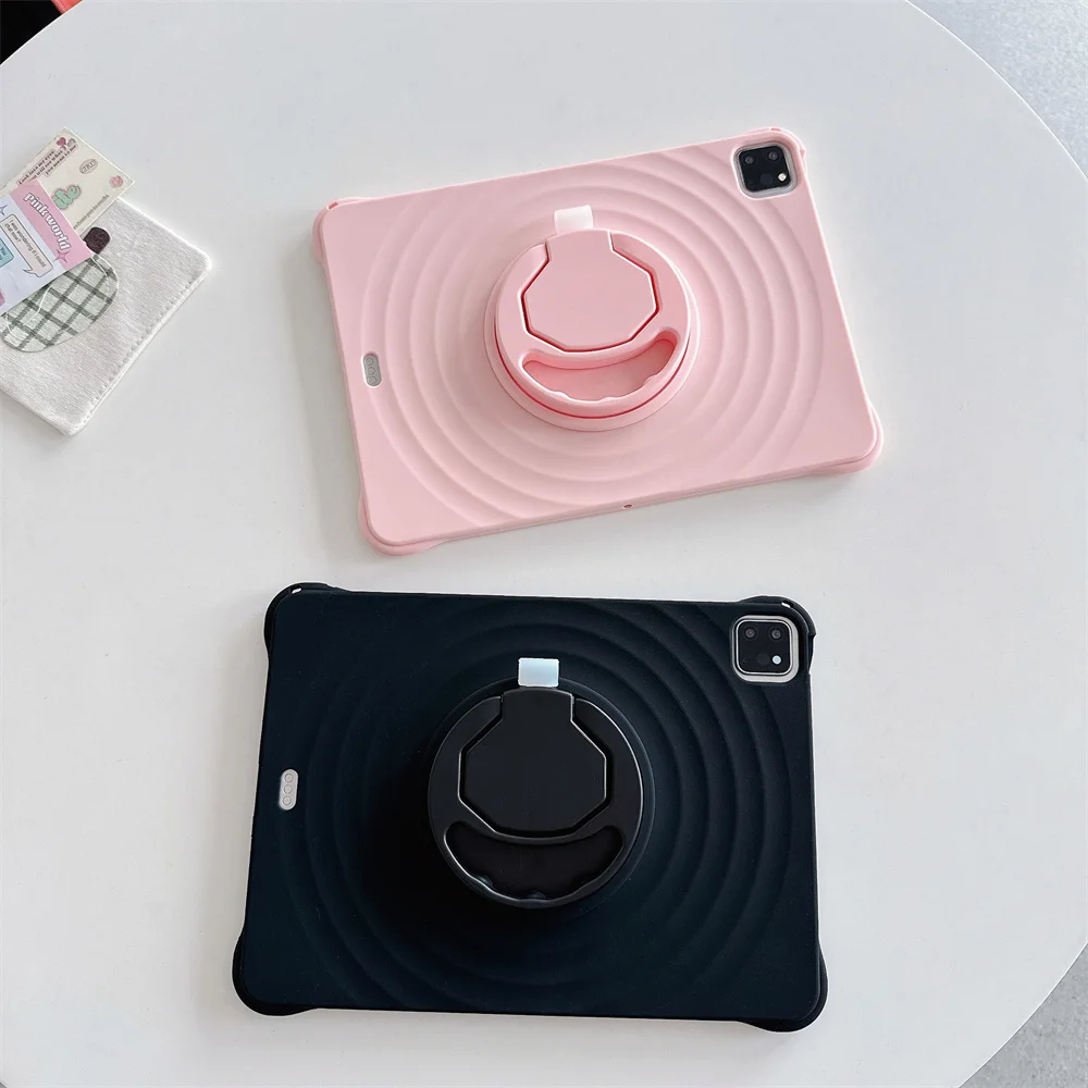 Water Ripple Solid Color Stand Tablet Case For Samsung Galaxy Tab A9 A11 Plus 8.7 11inth Silicone Tablet Protective Case